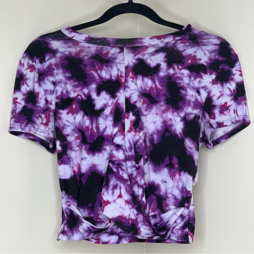Eclipse Vivid Purple Tie-Dye Crop Top | Twist Front | Trendy Y2K funky shirt